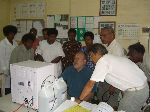 Haematology analyser user training, Vunapope Catholic Hospital, East New Britain Province, PNG